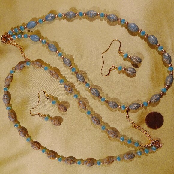 Handmade artisanal necklace & earring set from Czech beads and Austrian crystals - Picture 1 of 9